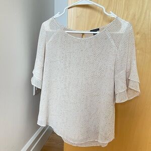 Ann Taylor Ruffle Cream Blouse | Size Small